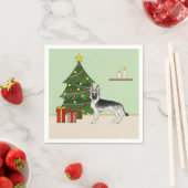 Silver Gray German Shepherd Festive Christmas Tree Servet (Insitu)