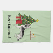 Silver Gray German Shepherd Festive Christmas Tree Theedoek (Horizontaal)