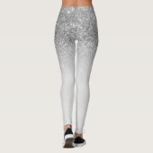 Silver Gray Glam Glitter Sparkle Ombre Trendy Leggings (Achterkant)
