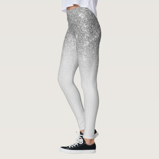 Silver Gray Glam Glitter Sparkle Ombre Trendy Leggings (Links)