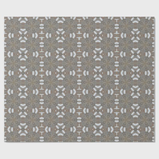 Silver Gray Kaleidoscopic Flower Pattern Elegant Cadeaupapier (Vlak)