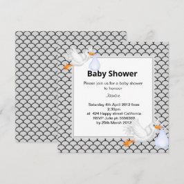 SILVER GRAY Mermaid stork baby shower Kaart