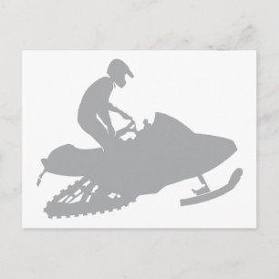 Silver Gray Snowmobiler Briefkaart