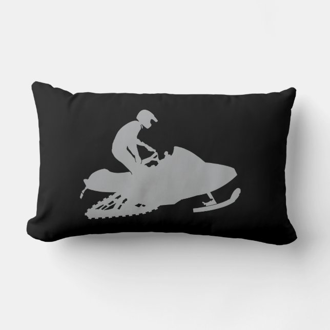 Silver Gray Snowmobiler Kussen (Voorkant)