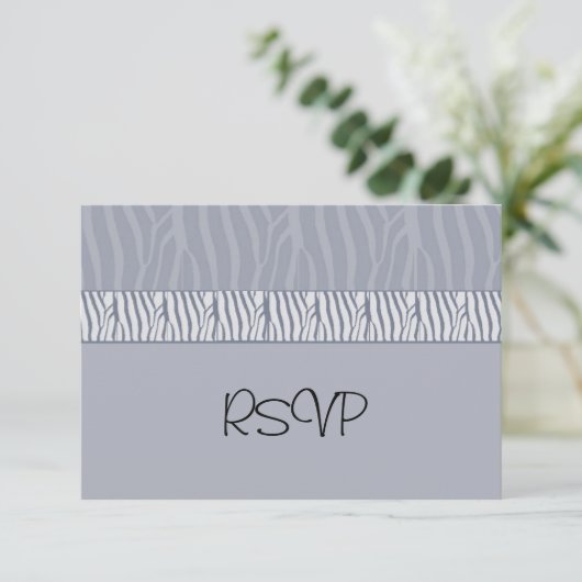 Silver Gray Wedding RSVP Kaartje (Staand voorkant)