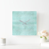 Silver Gray White Sequin Metallic Aqua Beach Vierkante Klok (Huis)