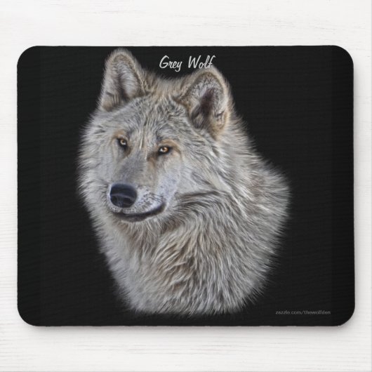 Silver Gray Wolf Wildlife Art Portret Muismat (Voorkant)