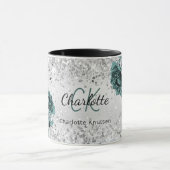 Silver green florals elegant monogram name mok (Midden)