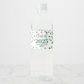 Silver Green Glitter Klasse van 2025 Afstuderen Waterfles Etiket (Voorkant)
