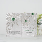 Silver Green Snowflake Winter Wedding Programme (Staand voorkant)
