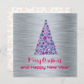 Silver Greeting Card Merry Christmas New Year Feestdagenkaart (Voorkant / Achterkant)