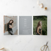 Silver Grey 5-Photo Fun Boxes Afstuderen Drieluik Uitnodiging (Binnen)