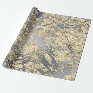 Silver Grey Abstract Molten Champaign Gold VIP Cadeaupapier