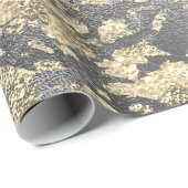 Silver Grey Abstract Molten Champaign Gold VIP Cadeaupapier (Rol Hoek)