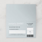 Silver Grey Airline Ticket Escort Place Card (Buitenkant ongevouwen)
