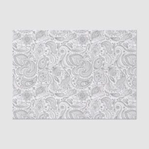 Silver Grey and White Floral Paisley Pattern Tissuepapier