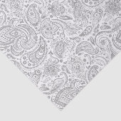 Silver Grey and White Floral Paisley Pattern Tissuepapier (Detail)