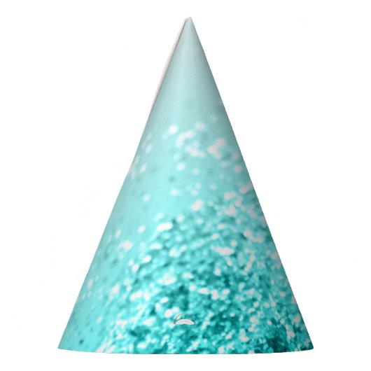 Silver Grey Aqua Blauwgroen Ocean Glitter #1 Feesthoedjes (Links)