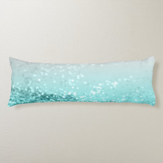 Silver Grey Aqua Blauwgroen Ocean Glitter #1 Lichaamskussen (Voorkant)