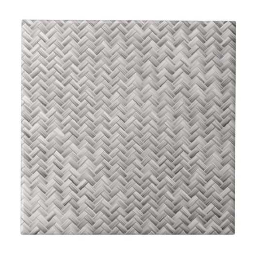 Silver Grey Basket Weave Geometric Pattern Tegeltje (Voorkant)
