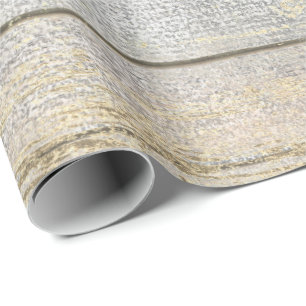 Silver Grey Beach Champaign Gold Wood Rustig Cadeaupapier