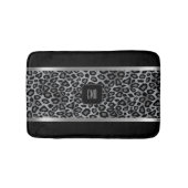 Silver Grey & Black Leopard Pattern - Monogram Badmat (Voorkant)