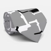 Silver Grey Black White - Abstract patroon Stropdas (Opgerold)