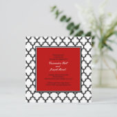 Silver Grey, Black & White Tuxedo Invitation, rood Kaart (Staand voorkant)