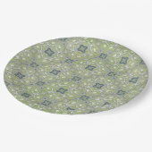 Silver Grey Blue Metallic Filigree Pattern Papieren Bordje (Gekanteld)