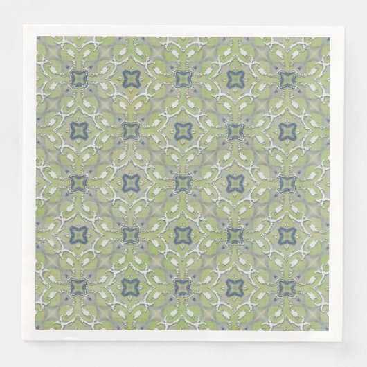 Silver Grey Blue Metallic Filigree Pattern Servet (Voorkant)