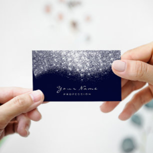 Silver Grey Blue Navy Glitter Makeup Artist Lashes Visitekaartje