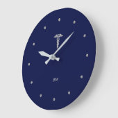Silver Grey Caduceus op Navy Blue Grote Klok (Hoek)
