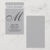 Silver Grey Color Script Monogram Visitekaartje (Voorkant / Achterkant)