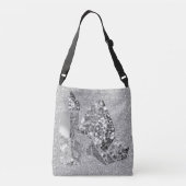 Silver Grey Crystals Faux Glitter Crossbody Tas (Achterkant)