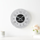 Silver Grey Crystals Glitter Spark Custom Logo Grote Klok (Huis)