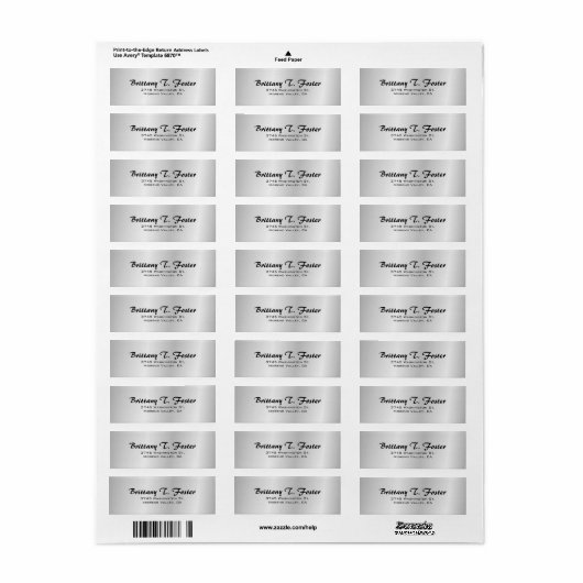 Silver Grey Curve-penseel Elegant minimalist Etiket (Full Sheet)