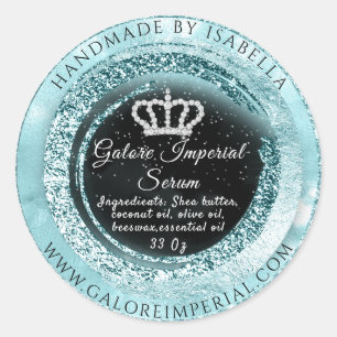 Silver Grey Diamond Crown Lijst Glitter Black Blue Ronde Sticker