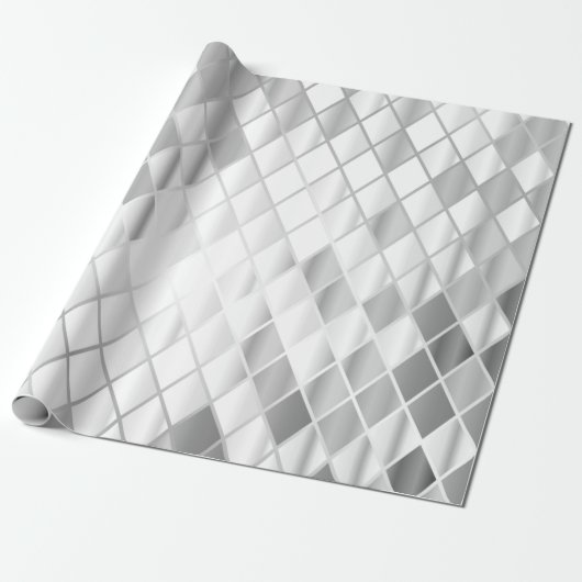 Silver Grey Diamond Pattern Cadeaupapier (Uitgerold)