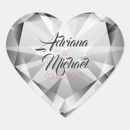 Silver Grey Diamonds- Sla de datum op Hart Sticker (Voorkant)