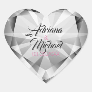 Silver Grey Diamonds- Sla de datum op Hart Sticker