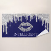 Silver Grey Drips Kiss Lips Nom INTELLIGENT (Serviette de bain)