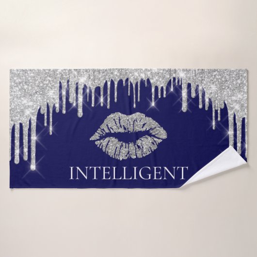 Silver Grey Drivers Kiss Lips Name INTELLIGENT Badhanddoek (Badhanddoek)