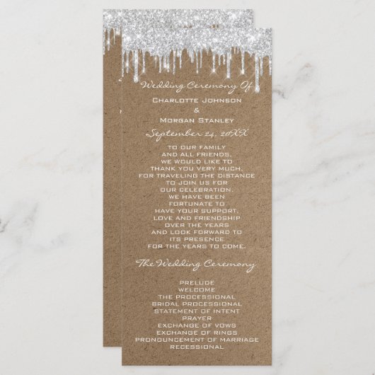 Silver Grey Drives Event Program Formal Kraft Programma (Voorkant / Achterkant)