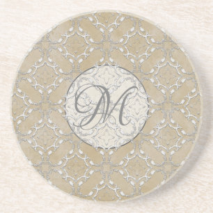 Silver Grey en Beige Metallic Filunderstanding Pat Zandsteen Onderzetter