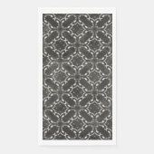 Silver Grey en Black Metallic Filigree Pattern Servet (Voorkant)