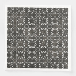 Silver Grey en Black Metallic Filigree Pattern Servet
