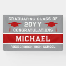 Silver Grey en Red School Kleuren Afstuderen