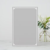 Silver Grey en White Greek Key Border Briefpapier (Staand voorkant)