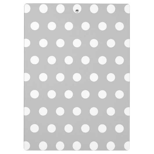 Silver Grey en White Polka Dots Pattern Klembord (Achterkant)