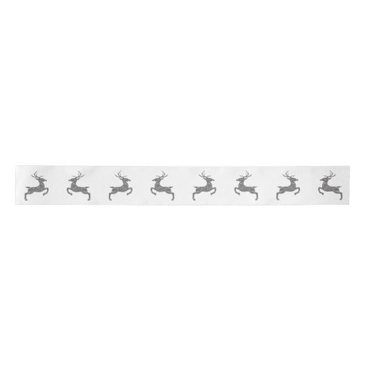 Silver Grey Faux Glitter look Jumping Deer Shape Lint (Voorkant)